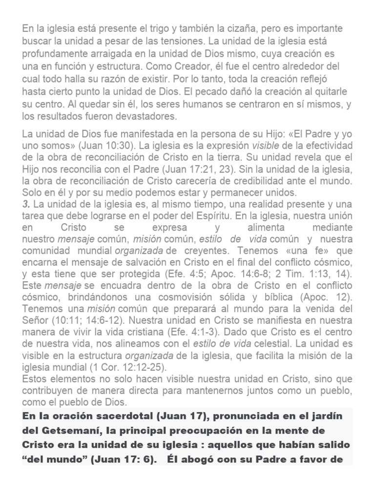 Unidad en la Iglesia Cristiana | PDF | Cristo (título) | Iglesia cristiana