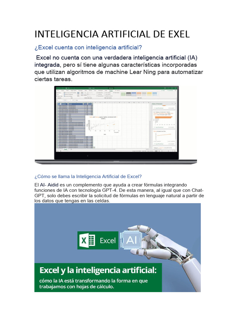 Inteligencia Artificial en Excel: Novedades | PDF | Microsoft Excel ...
