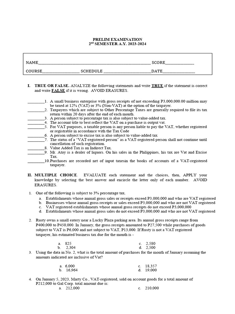 prelim-examination-ay-2nd-sem-2023-2024-pdf-value-added-tax-taxes