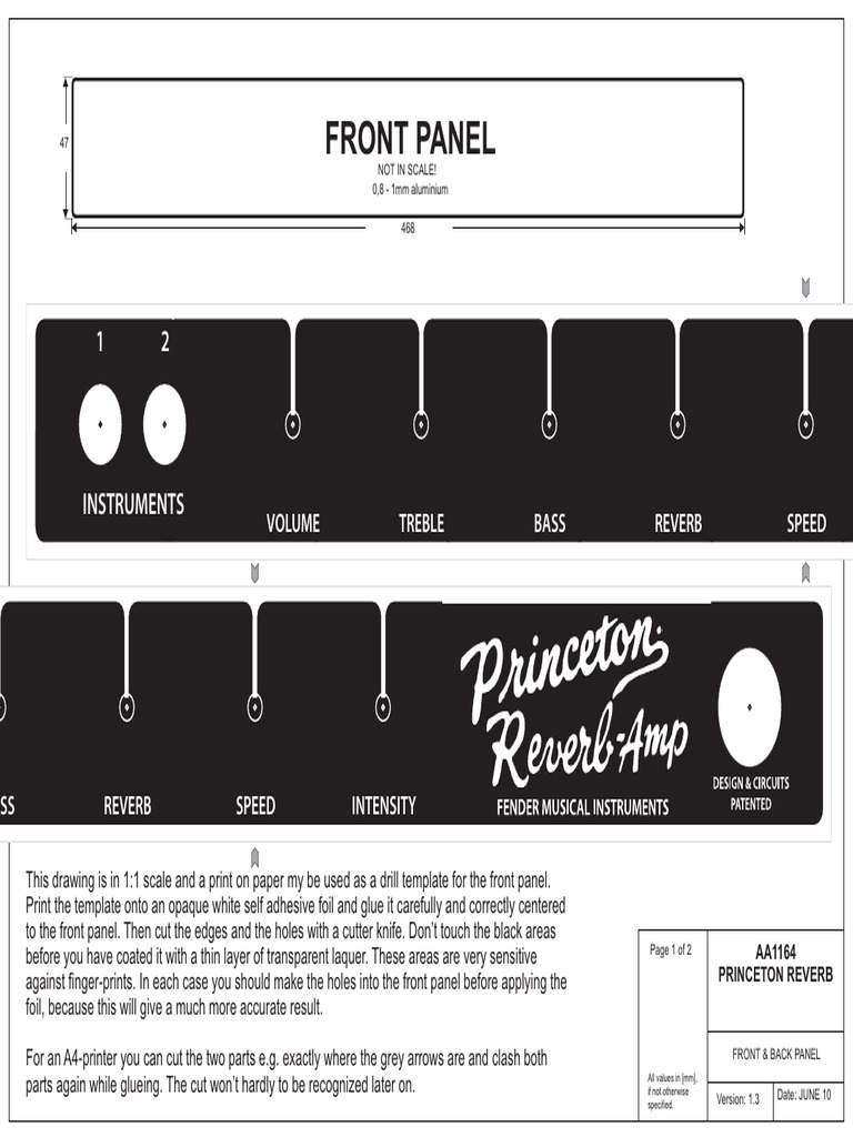 Princeton Reverb Faceplate Template Guide | PDF