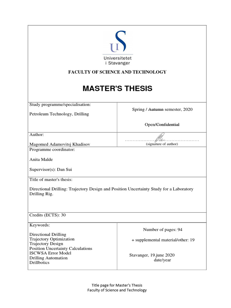 Directional Drilling Trajectory Design And Position Uncertainty Study