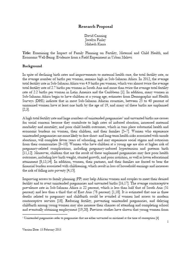 Research+Proposal+ +Malawi+FP+Experiment+4!27!16 | PDF | Family ...