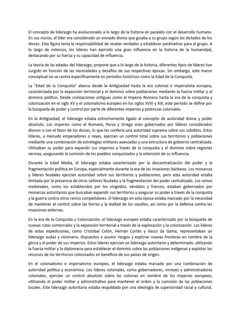 Evolución del Liderazgo a lo Largo de la Historia | PDF | Carlomagno ...