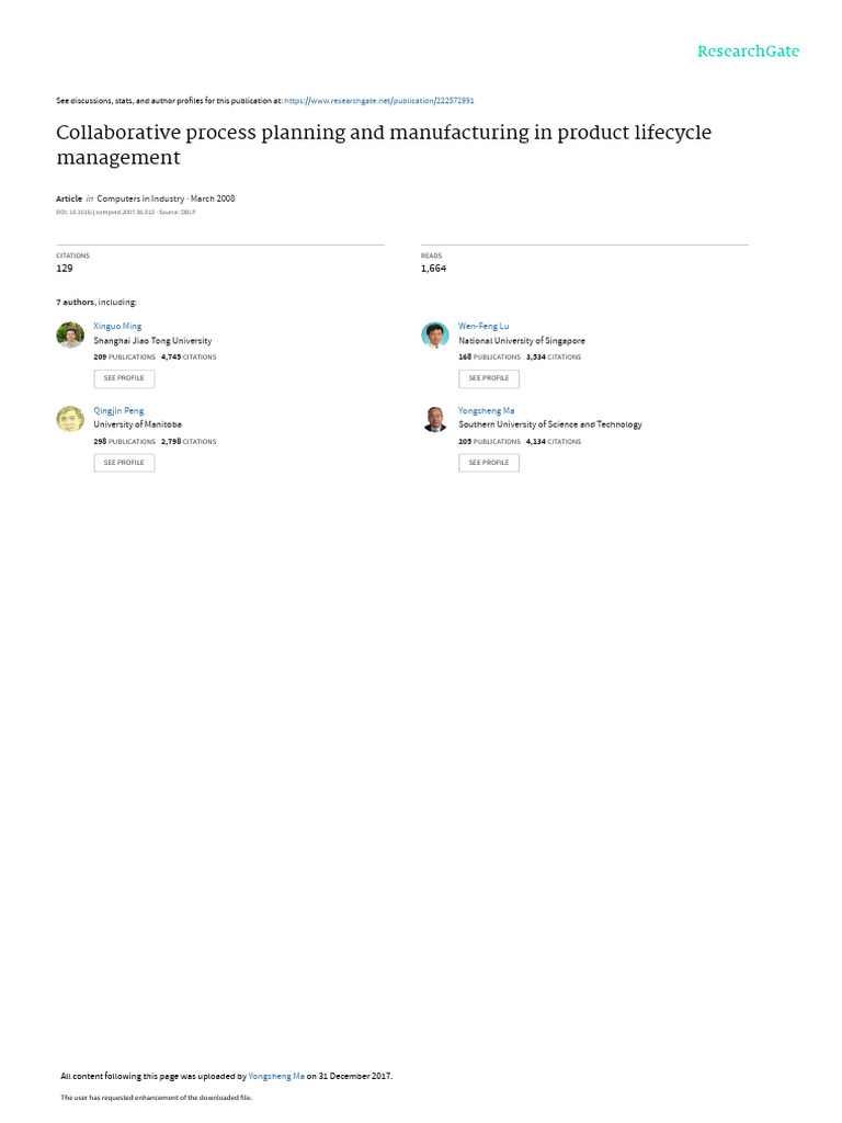 Collaborative Manufacturing Process Planning | PDF | Product Lifecycle ...