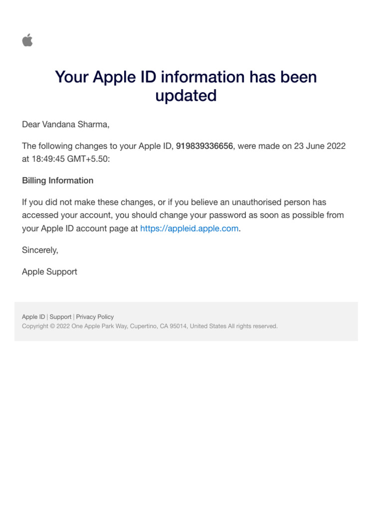 Your Apple ID Information Has Been Updated | PDF | Career & Growth