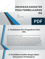 Pendidikan Karakter Pada Pembelajaran Ipa