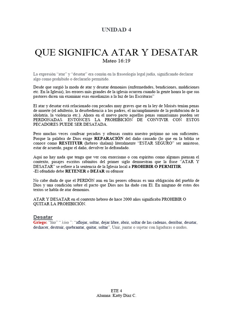 Significado de Atar y Desatar en la Biblia | PDF | Filosofía | Religión ...