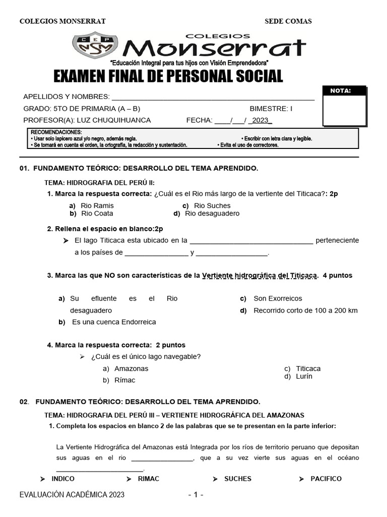 Personal Social 5to Grado | PDF | río Amazonas | Río