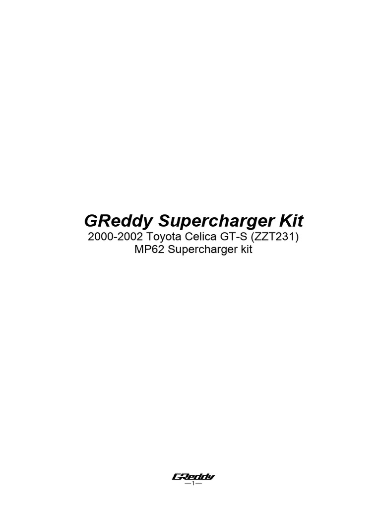 GReddy Supercharger Kit 2000-2002 Toyota Celica GT-S | PDF | Throttle ...