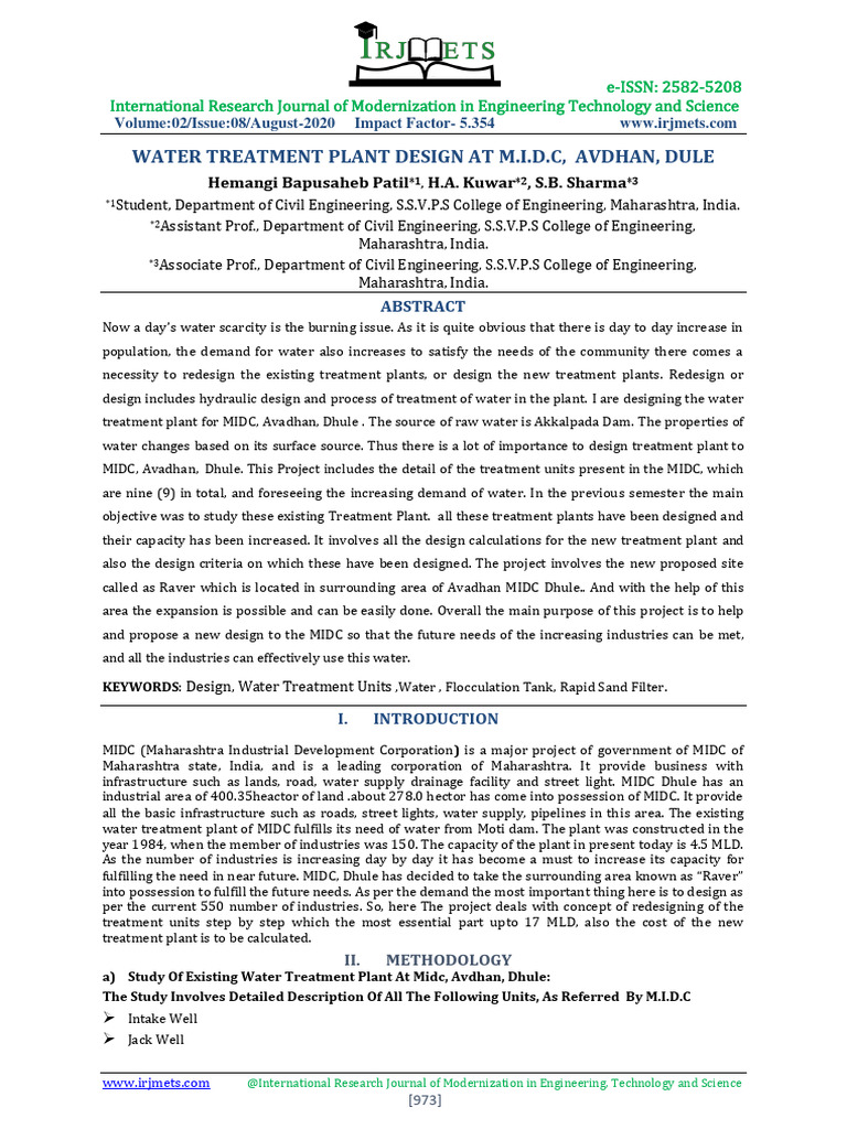 Wtp Design Download Free Pdf Environmental Engineering Civil