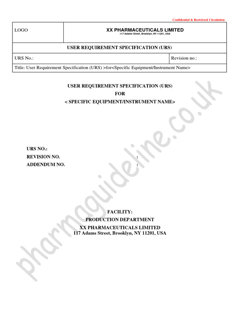 User Requirement Specification - Template | PDF | Specification