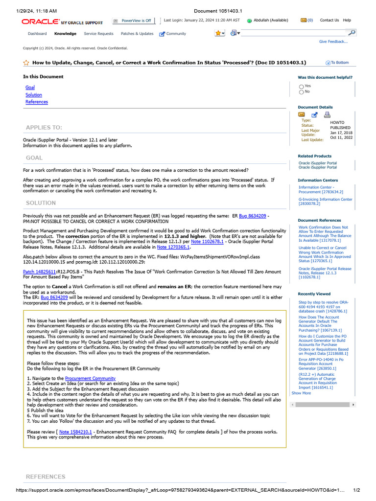 How To Update, Change, Cancel, or Correct A Work Confirmation in Status ...