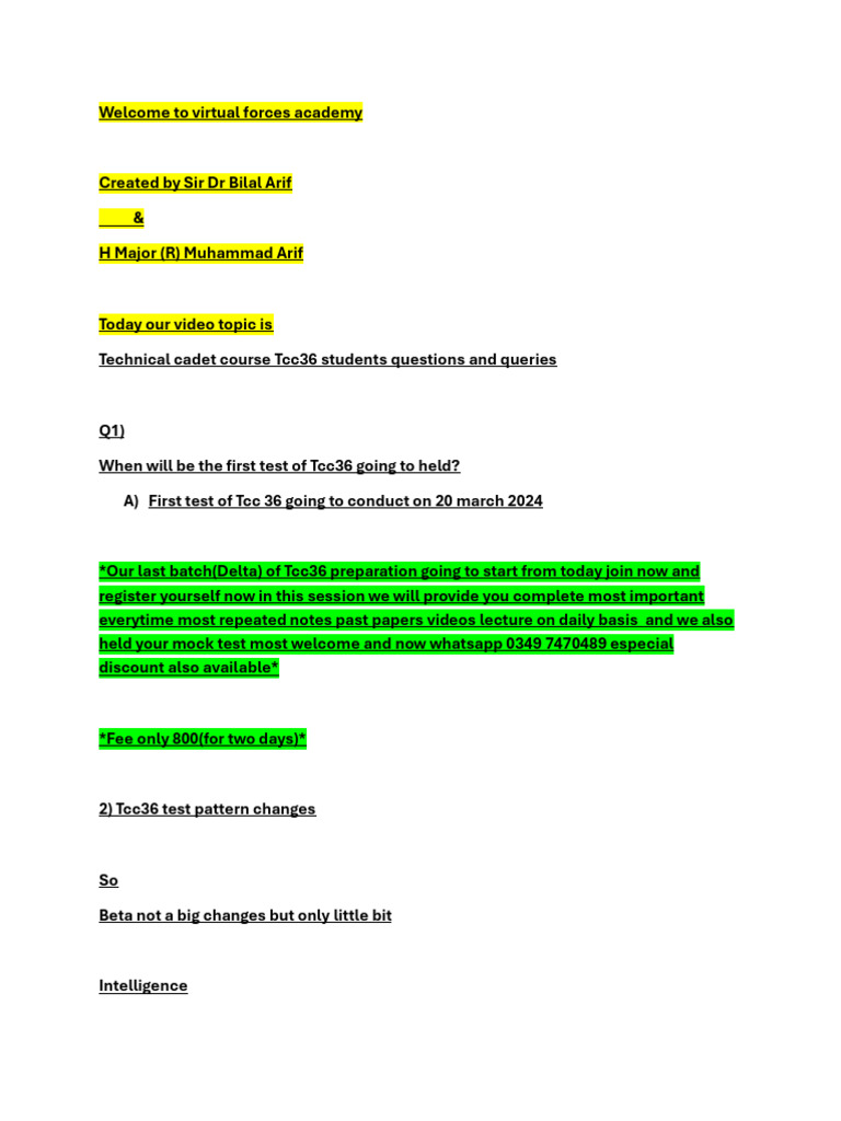 TCC Test Pattern Changes & Other Confusion Ans | PDF | Computers