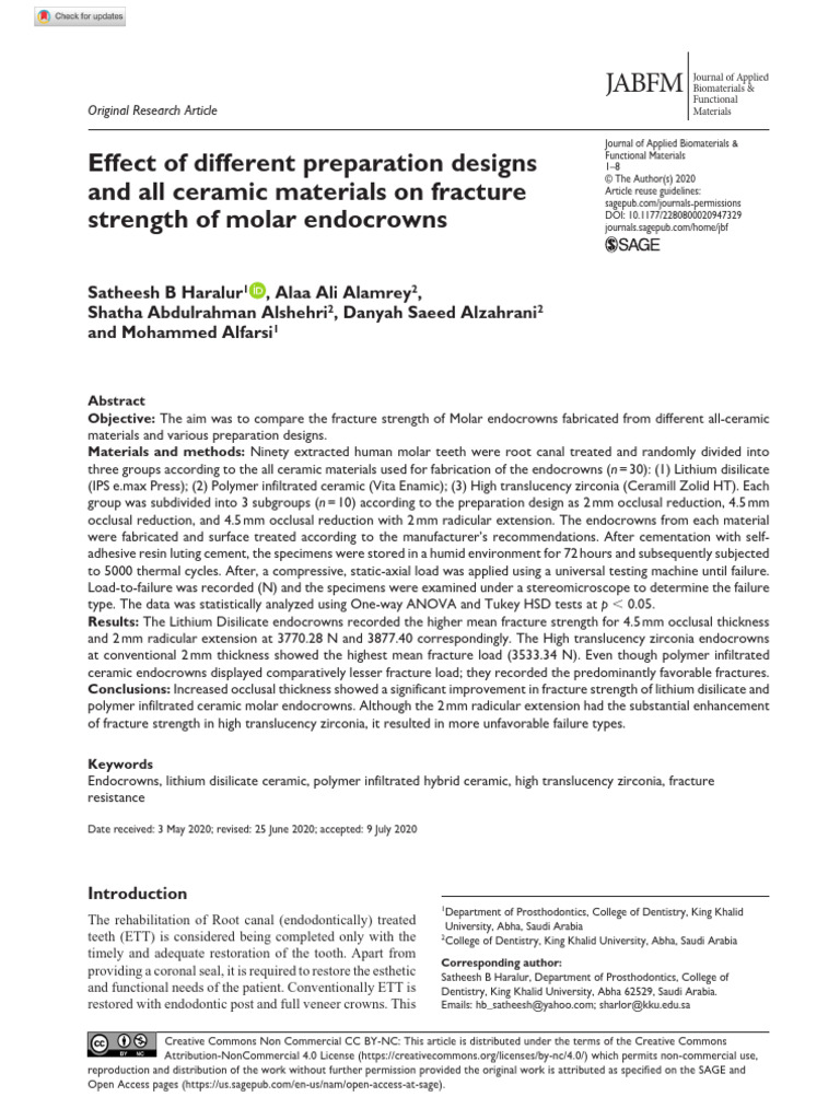 Fracture Strength of Molar Endocrowns | PDF | Building Engineering ...