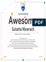 Google Interland Sutatta Ninarach Certificate of Awesomeness