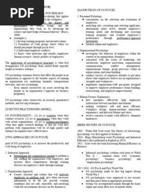 Industrial/Organizational Psychology - Chapters 1 - 5
