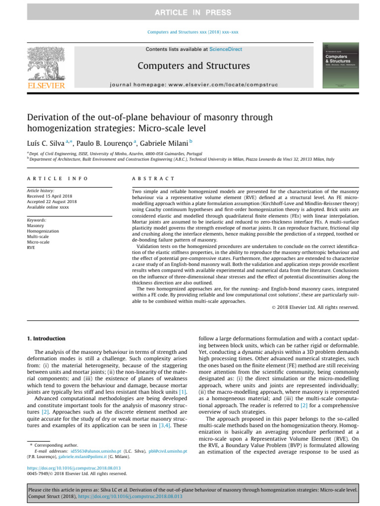 L. C. Silva Et Al., 2018. Derivation of The Out-Of-Plane Behaviour of ...