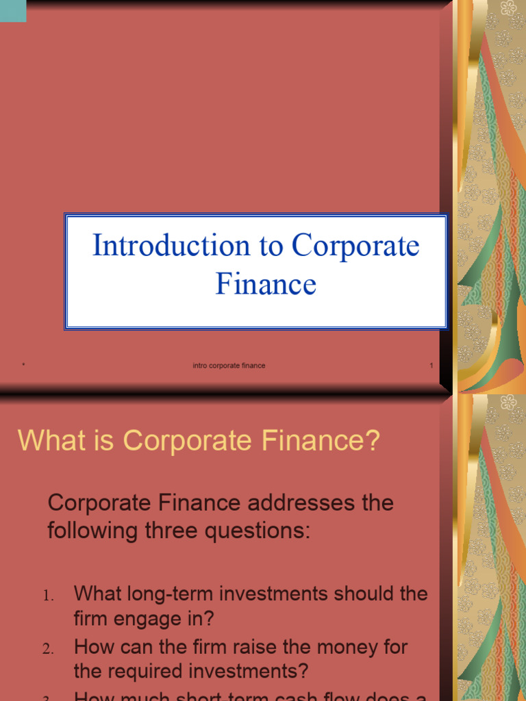 Introduction To Corporate Finance | Download Free PDF | Equity (Finance ...