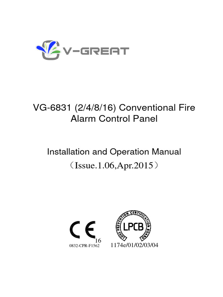 VG-6831 Conventional Fire Alarm Control Panel Installation and ...