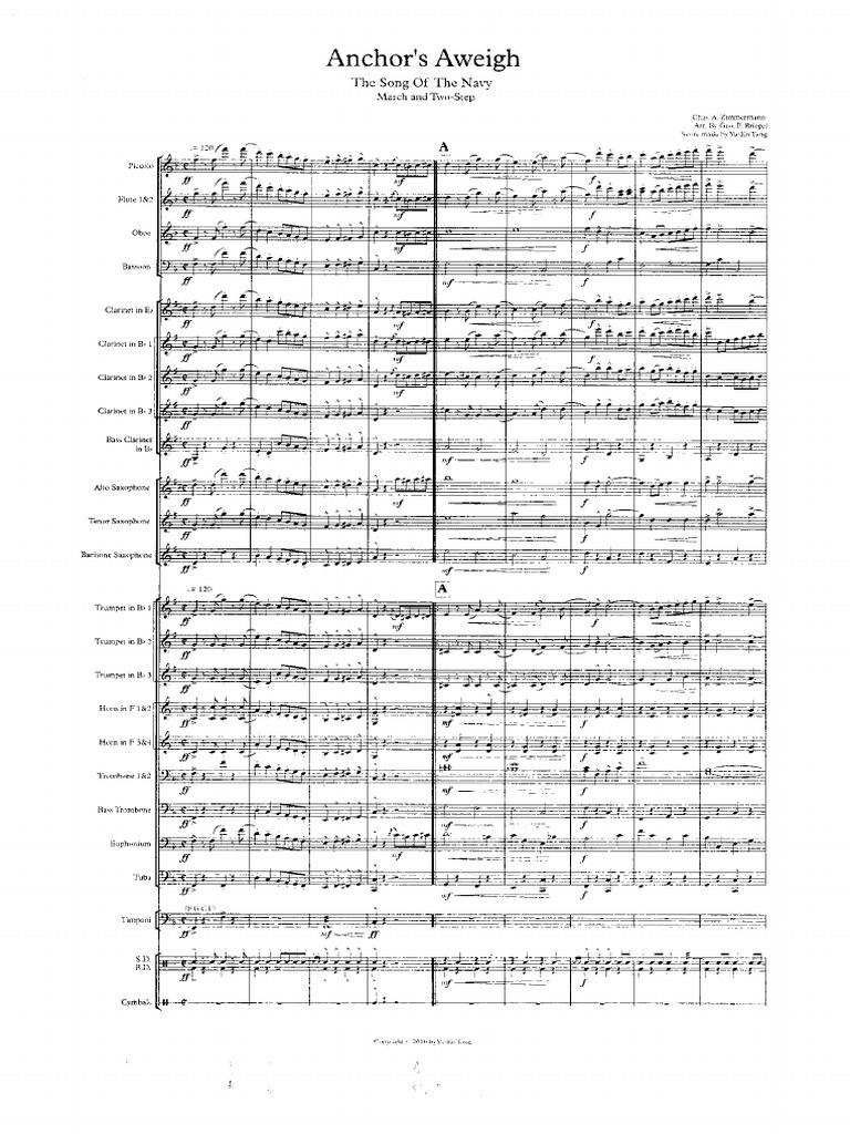 Anchors Aweigh March海軍起錨 總譜及分譜 PDF