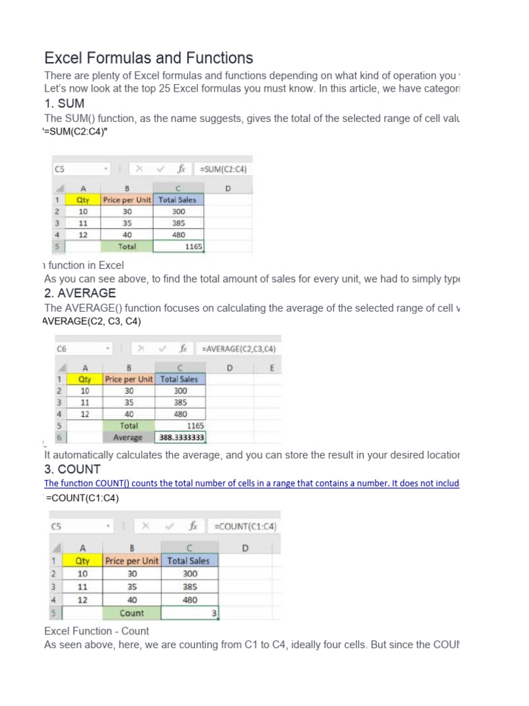 Excel Functions and Formulas | PDF | Microsoft Excel | Function ...