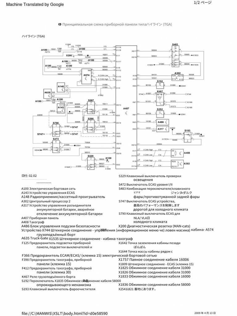 MAN TGA Wiring Diagrams Japanese Version | PDF