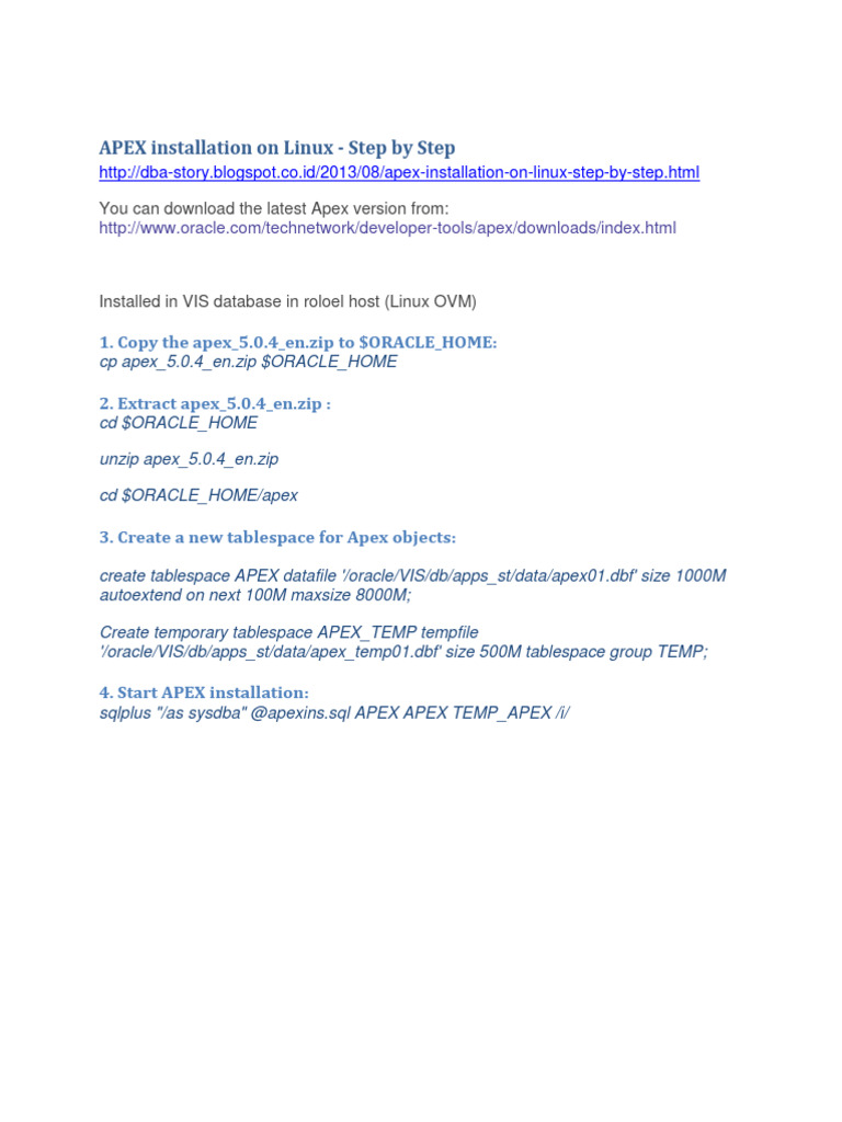 APEX Installation Guide for Linux | PDF | Login | Computing