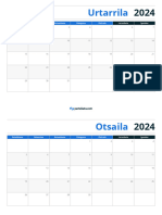 Calendario en Euskera 2024 Por Meses