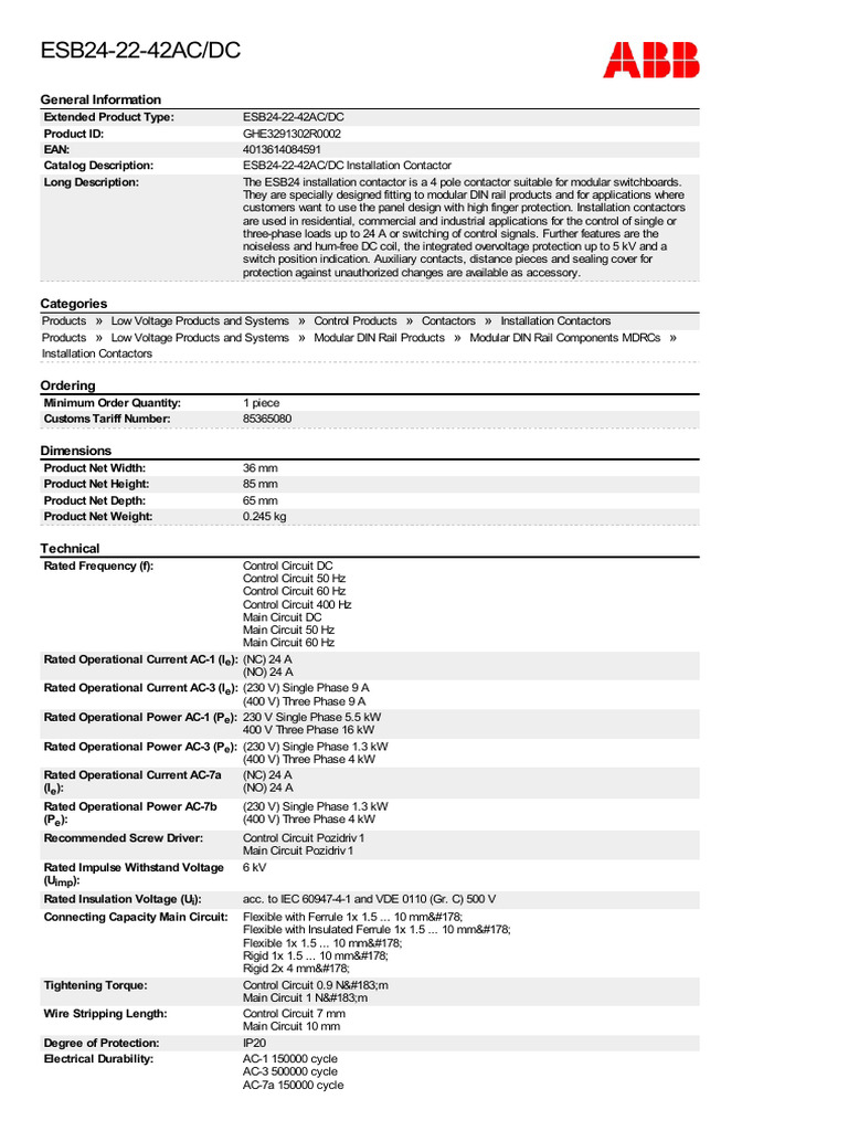 ESB24-22-42AC/DC: General Information | PDF