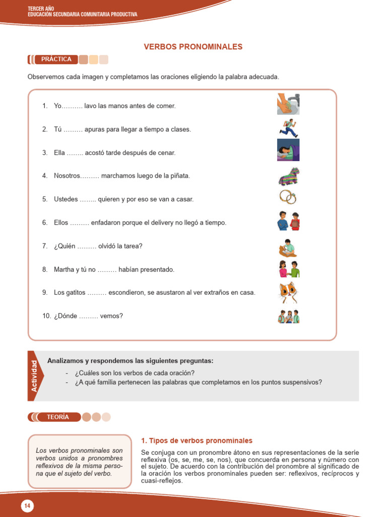 Verbos Pronominales: Tipos y Ejemplos | PDF | Verbo | Pronombre