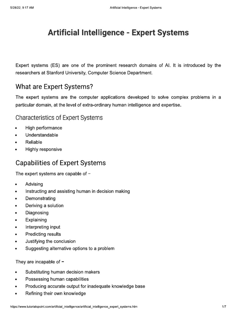 Expert Systems Notes 1 | PDF