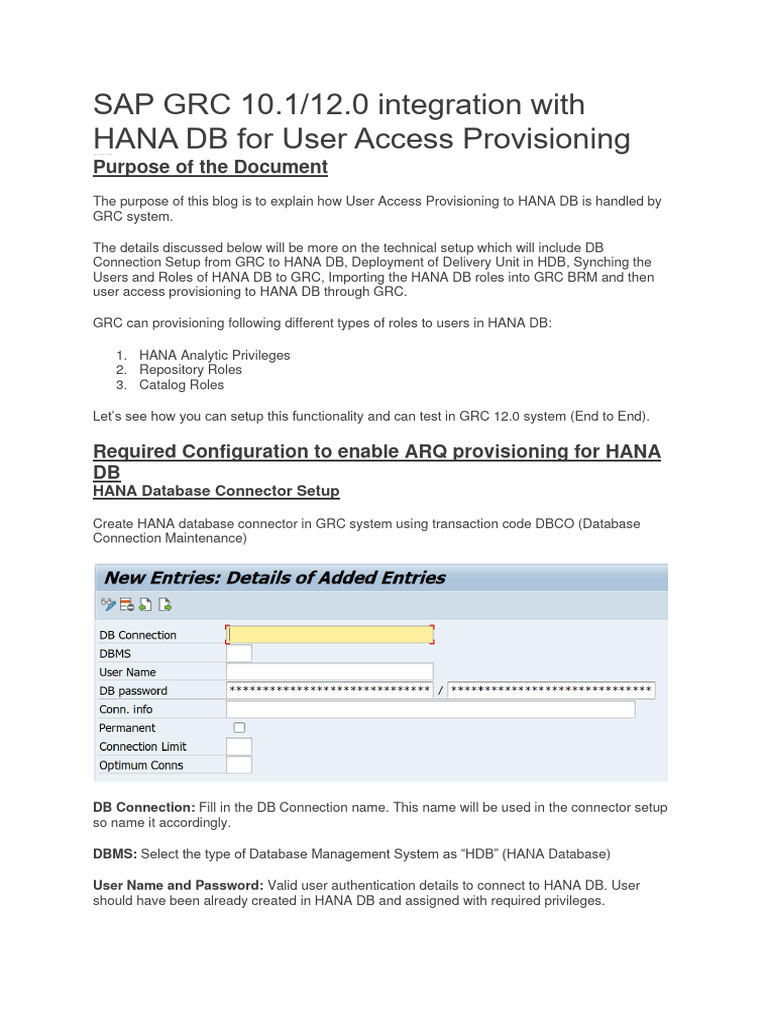 HANA DB User Access via SAP GRC | PDF | Computers