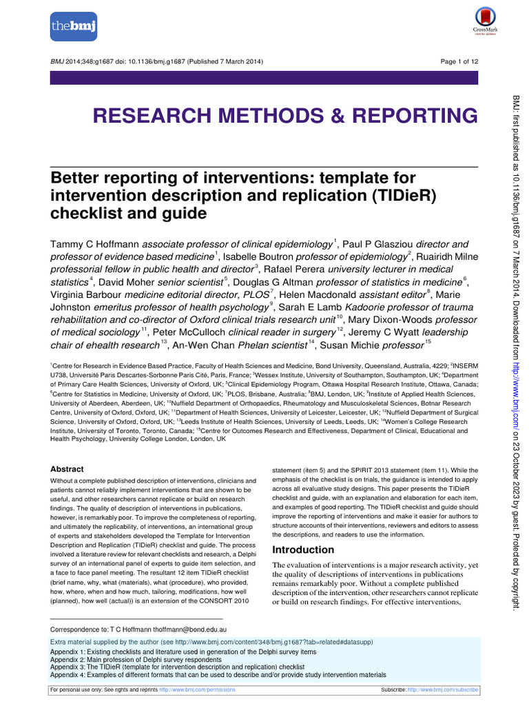 TIDie R | PDF | Therapy | Clinical Medicine