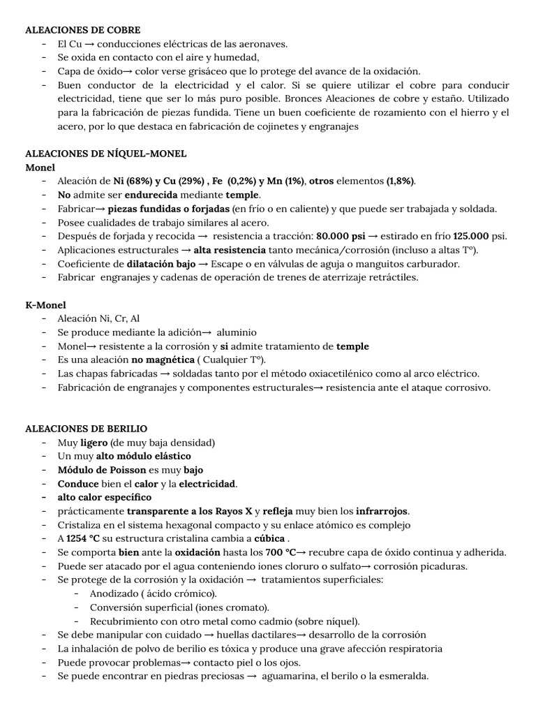 Propiedades y Aplicaciones de Aleaciones Metálicas | PDF | Cobre | Aleación