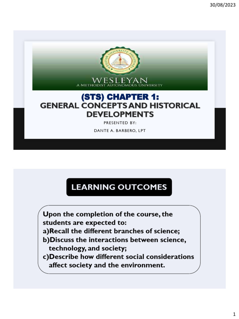 Sts Lecture 1 General Concepts and Historical Developments Students ...