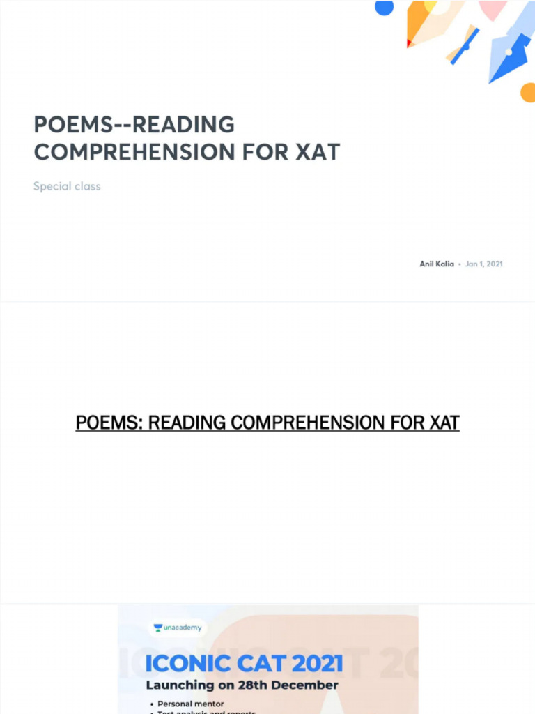 POEMSREADING COMPREHENSION FOR XAT With Anno | PDF