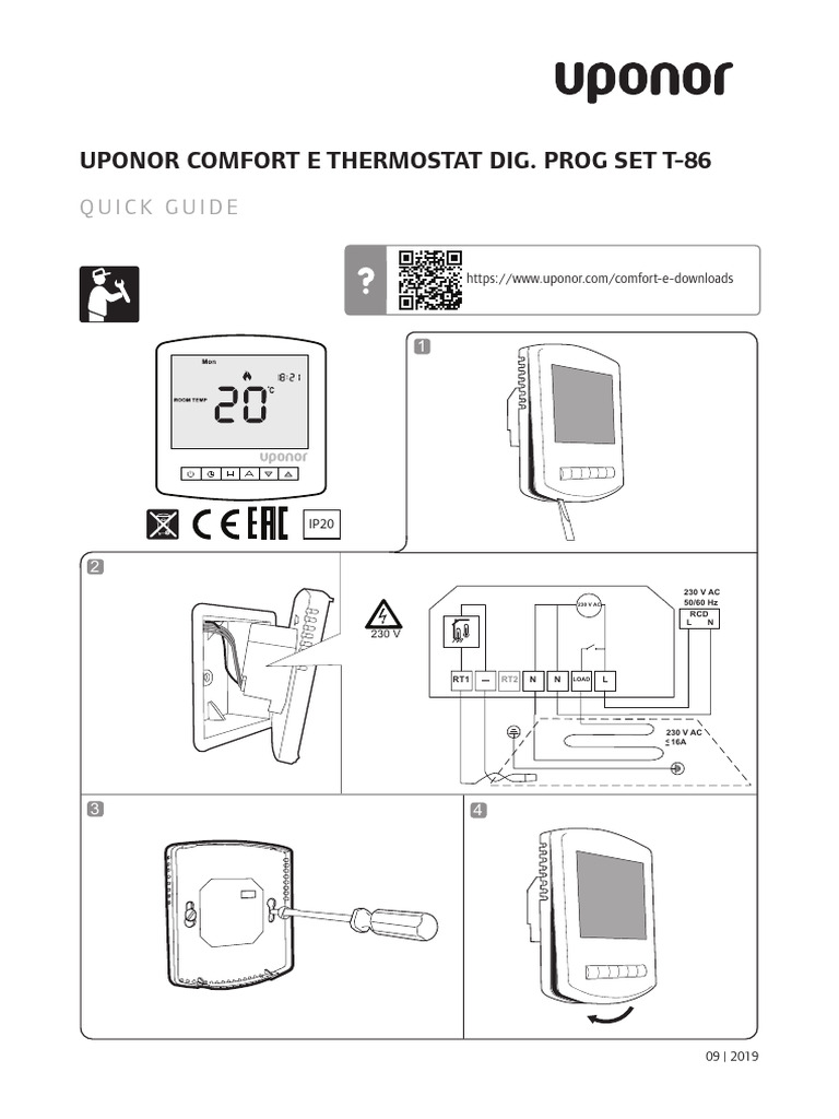 Uponor Comfort E Digital Programmable Thermostat T86 PDF