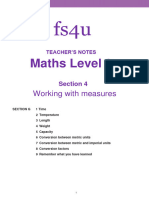 Maths L2 Section 4 Measures, Units, Space Teacher Notes