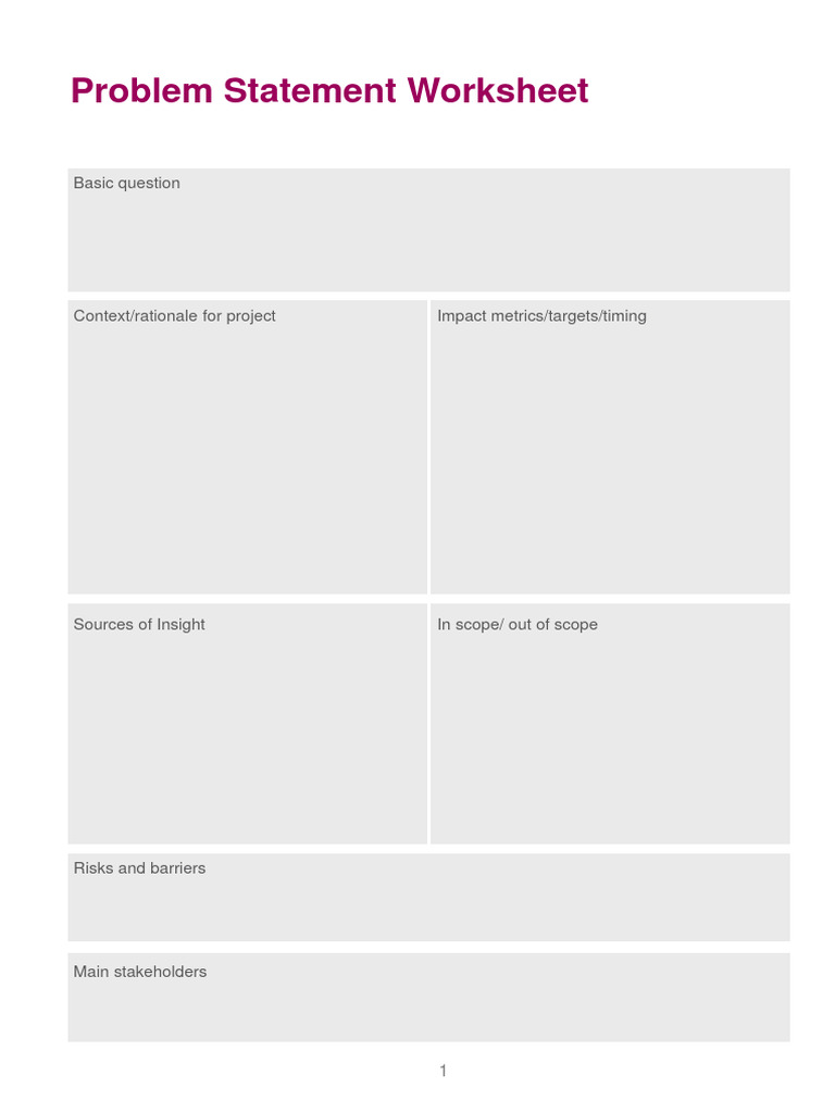Problem Statement Worksheet | PDF