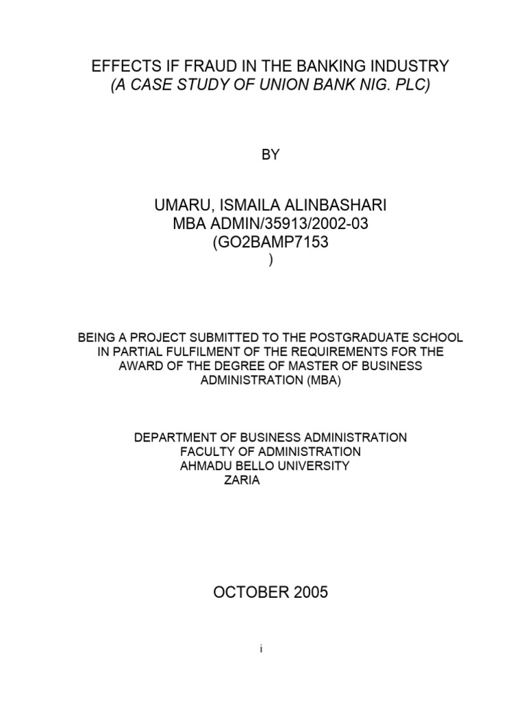 The effect of fraud in banking industry ecobank plc pdf fraud banks