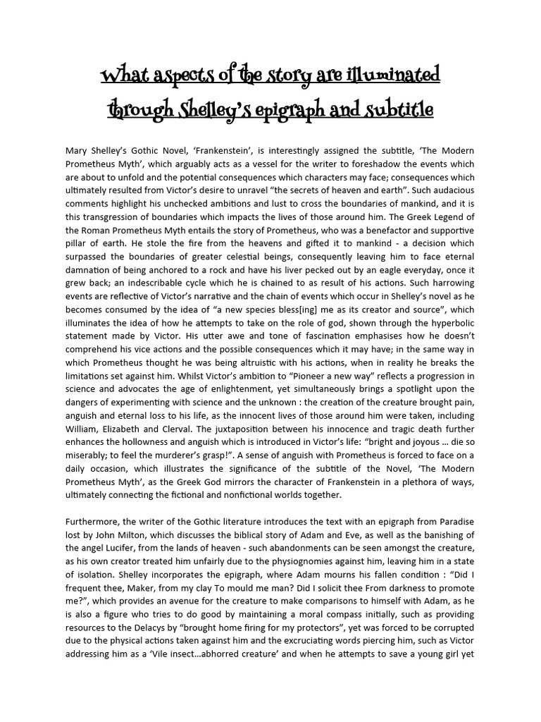 Epigraphs - Subtitle | PDF | Prometheus | Frankenstein