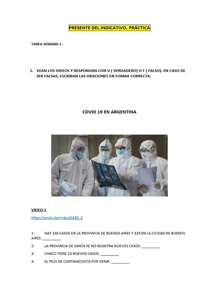 Práctica Con Presente Simple Del Indictivo Ow | PDF