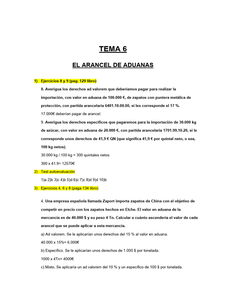 Aranceles de Aduanas: Cálculos y Clases | PDF | Arancel | aduana