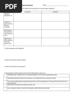 Worksheet Gene Regulation