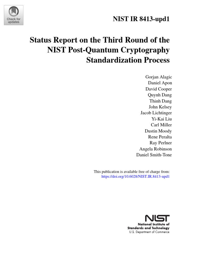 Third Round Status Report (2022) | PDF | Cryptography | Public Key ...