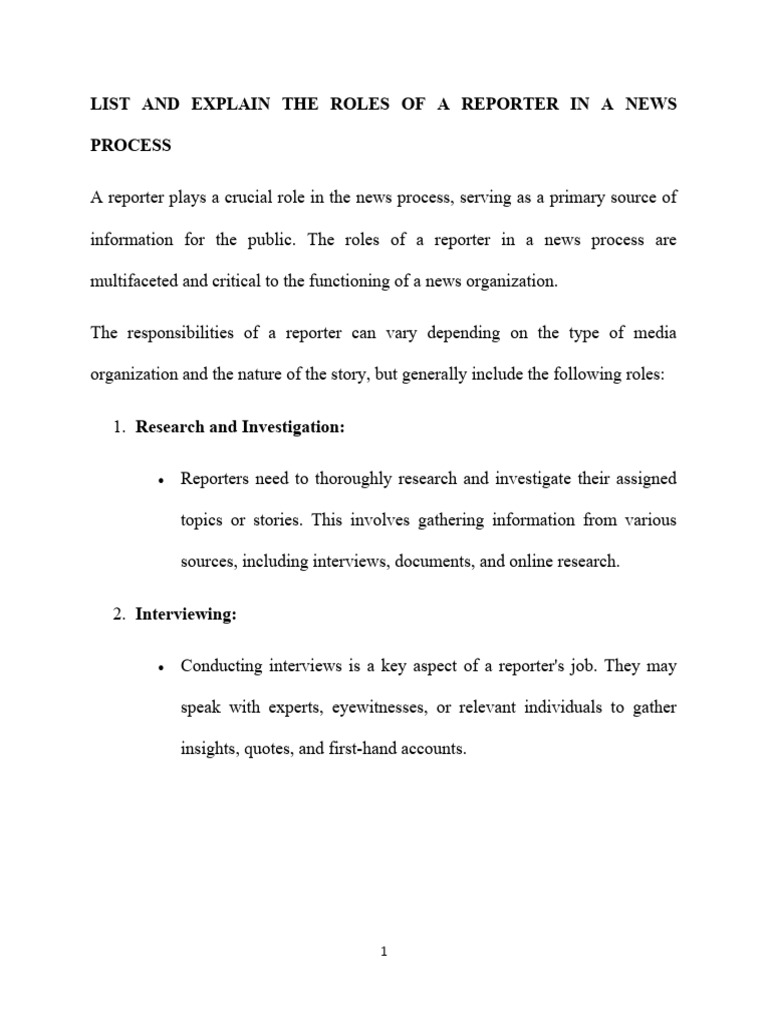 Roles and Qualities of Reporters | PDF | News | Information