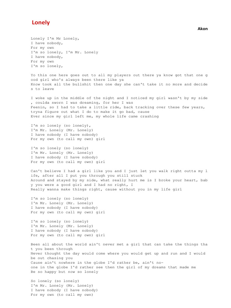 Lonely Pdf