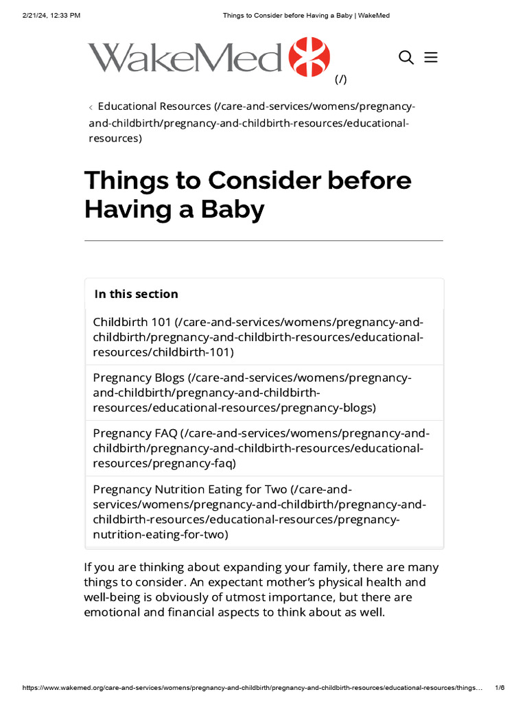 Planning Or Having A Baby