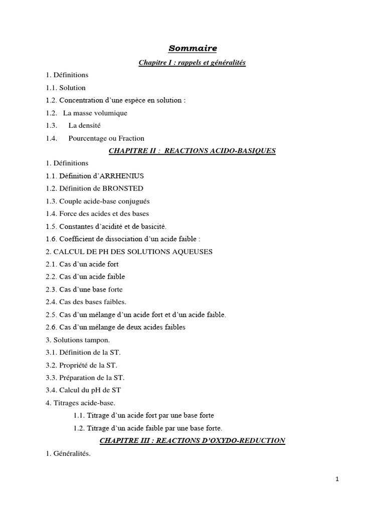 Normalité et concentration en solutions | PDF | Concentration molaire ...