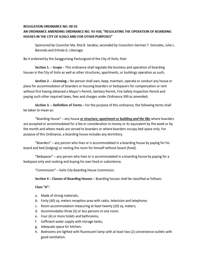 Ordinance Boarding House PDF Fine (Penalty) Justice
